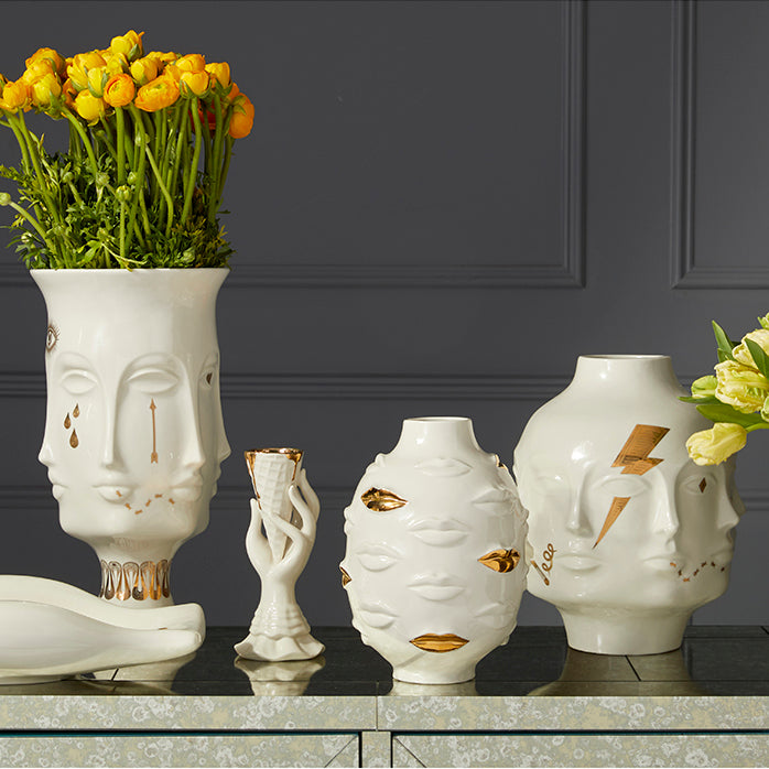 Jonathan Adler Dora Maar Gilded Large Vase – Paynes Gray
