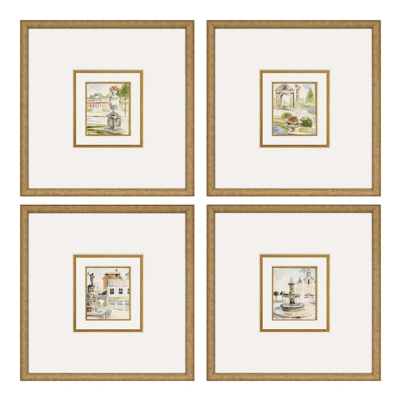 Jardine Fountains I Framed Art Set of 4