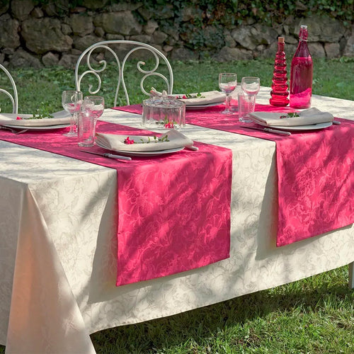 Garnier Thiebaut Mille Charmes Ecru De Blanc Jacquard Tablecloth