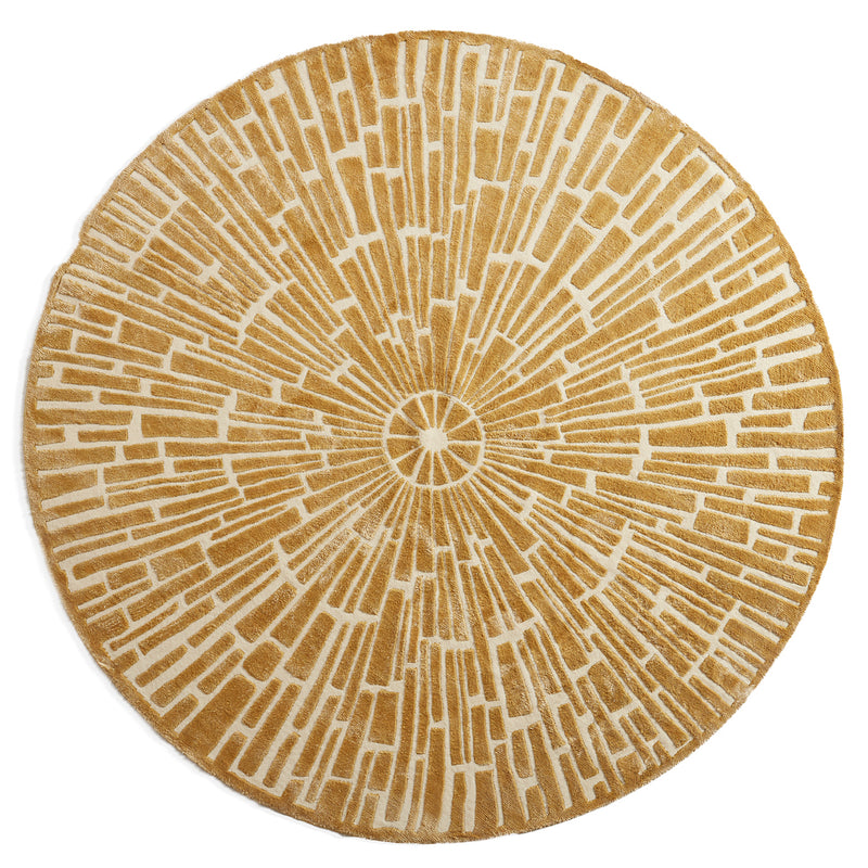 Jonathan Adler Sunburst Gold Hand Knotted Round Rug