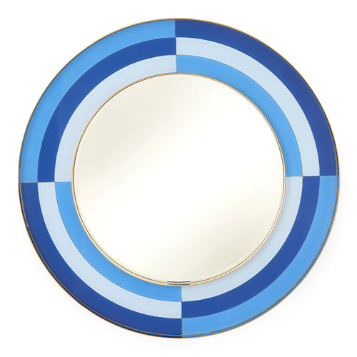 Jonathan Adler Harlequin Multi Blue Round Wall Mirror