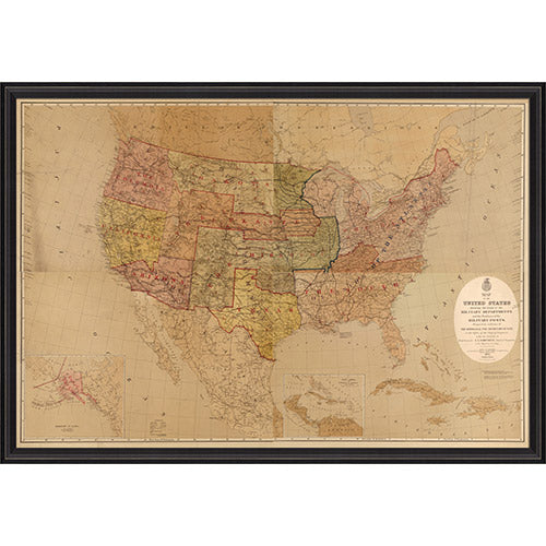 United States Map with Military Posts Framed Print – Paynes Gray