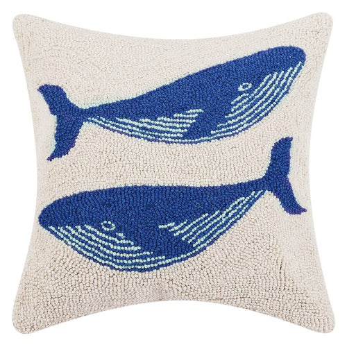 Double Whale Hook Throw Pillow