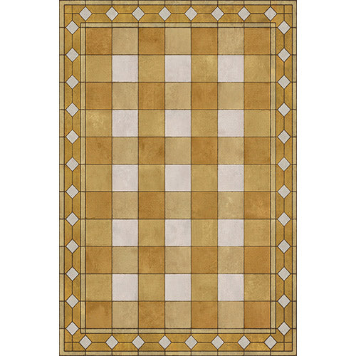 Gingham Tile Yellow Vinyl Floorcloth