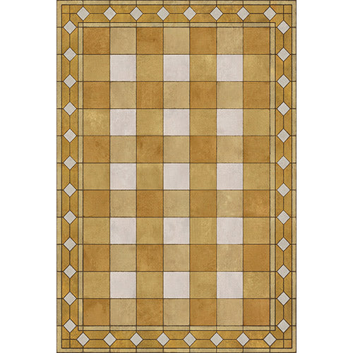 Gingham Tile Yellow Vinyl Floorcloth