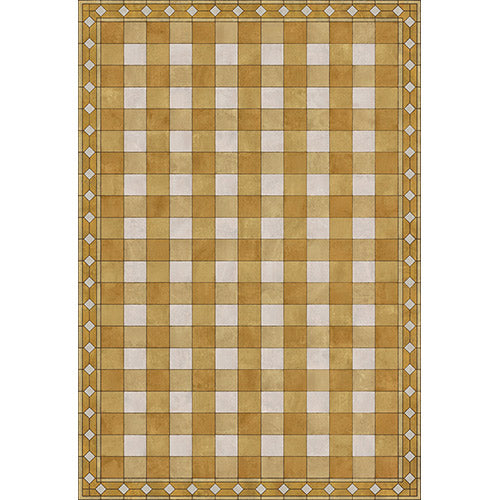 Gingham Tile Yellow Vinyl Floorcloth