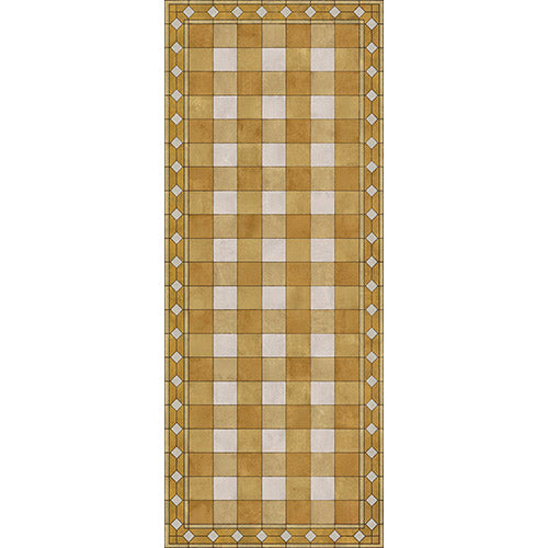 Gingham Tile Yellow Vinyl Floorcloth