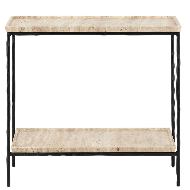 Currey & Co Boyles Travertine Side Table