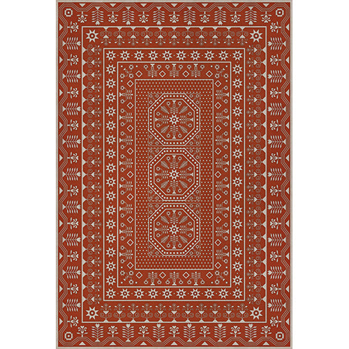 Embroidery - The Sanguine Sunrise Vinyl Floorcloth