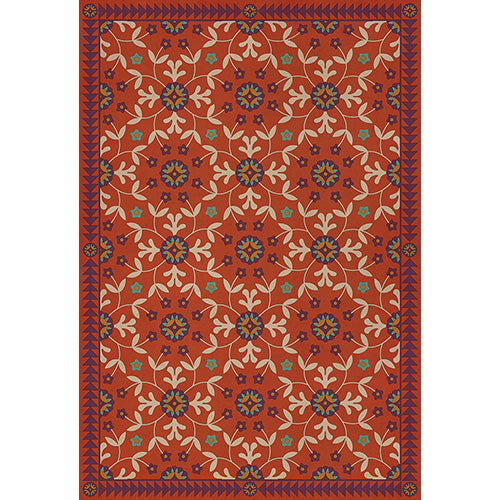 Whig Rose - The Flaming Heart Vinyl Floorcloth