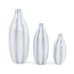 Blue and White Chevron Ceramic Vase Set of 3