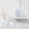 Blue and White Chevron Ceramic Vase Set of 3