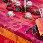 Garnier Thiebaut Mille Folk Cranberry Jacquard Tablecloth