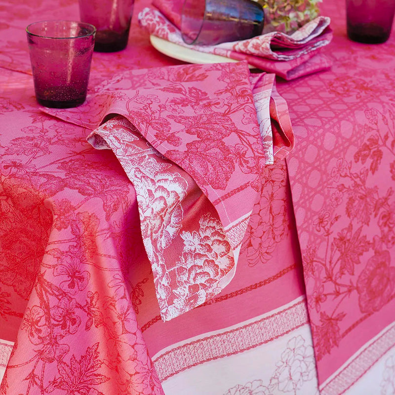 Garnier Thiebaut Geraniums Rose Jacquard Table Runner