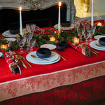 Garnier Thiebaut Couronne De Noel Rouge Jacquard Tablecloth