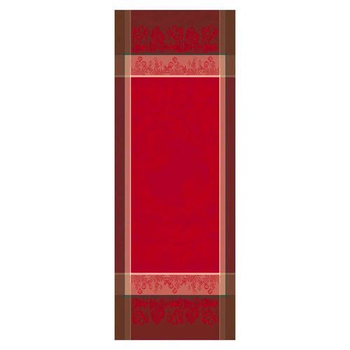 Garnier Thiebaut Couronne De Noel Rouge Jacquard Table Runner