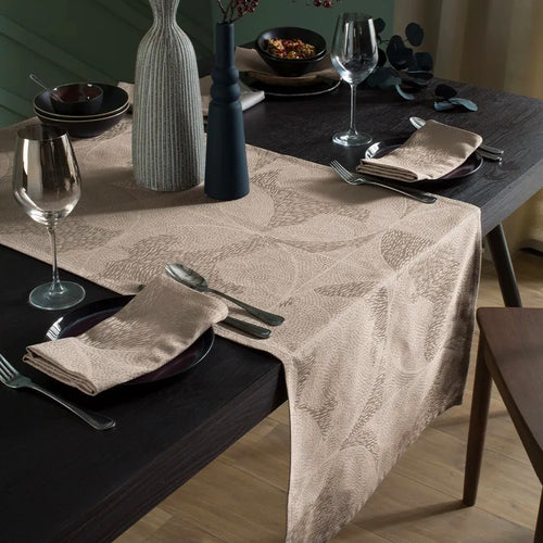 Garnier Thiebaut Mille Gouttes Taupe Jacquard Table Runner