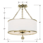 Crystorama Broche 3-Light Semi Flush Ceiling Mount