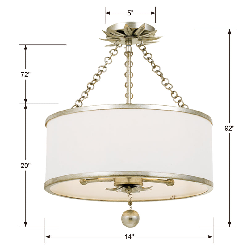 Crystorama Broche 3-Light Semi Flush Ceiling Mount