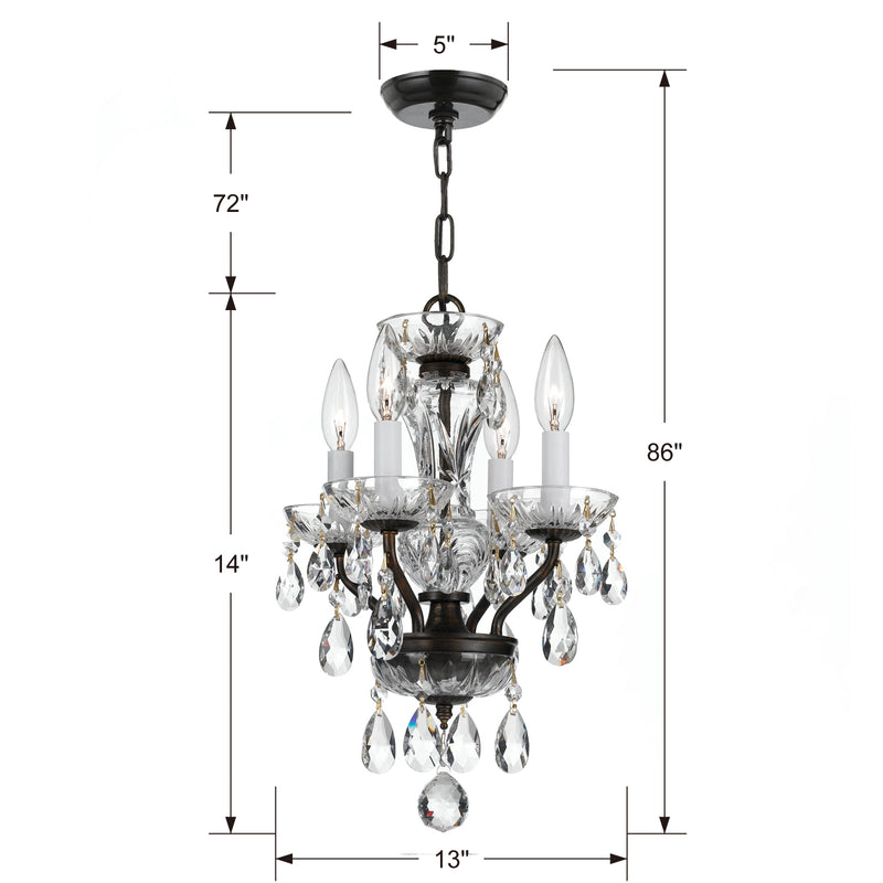 Crystorama Traditional Crystal 5534 4-Light Mini Chandelier