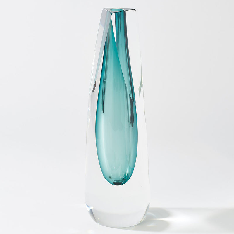 Global Views Triangle Cut Glass Vase