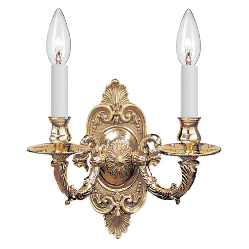 Crystorama Cast Brass 2-Light Wall Sconce