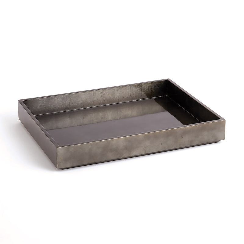 Global Views Gunmetal Silver Leaf Rectangle Tray