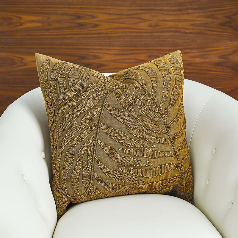 Global Views Beaded Palm Leaf Throw Pillow