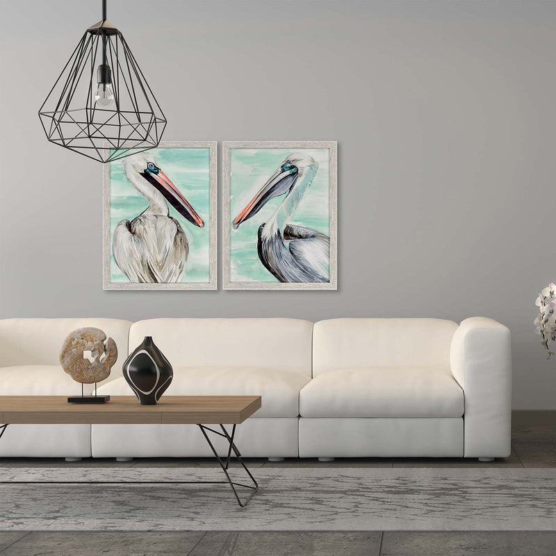 Parker Turquoise Pelican Framed Art Set of 2