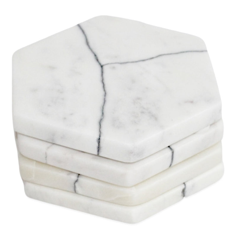 Carlton Hexagon Marble Coaster Set of 4