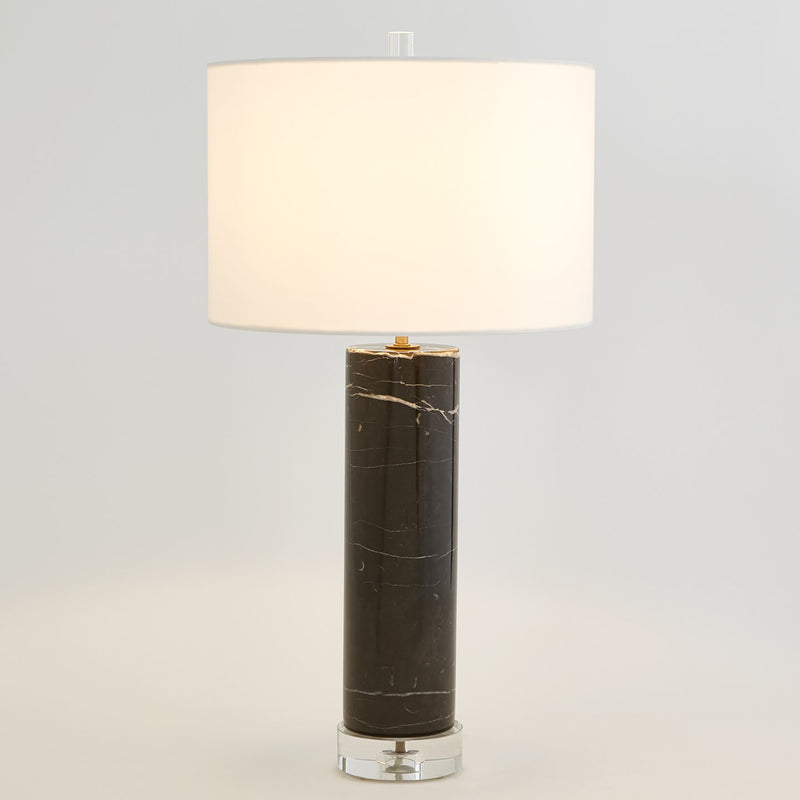 Global Views Marble Cylinder Table Lamp