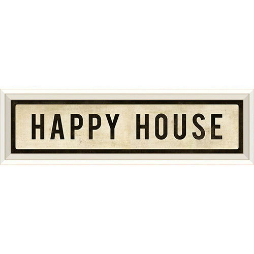 Happy House Black on White Framed Print