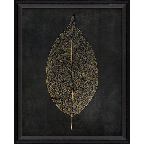 Leaf No 3 Gold on Black Framed Print