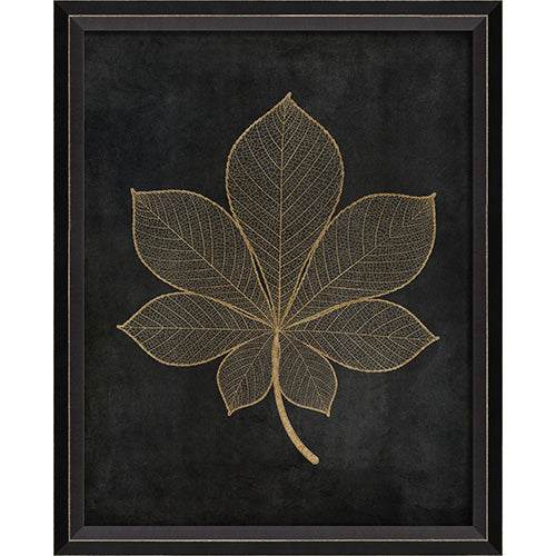 Leaf No 4 Gold on Black Framed Print