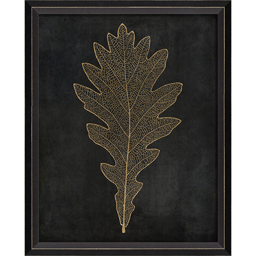 Oak Leaf Gold on Black Framed Print