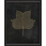 Tulip Tree Leaf Gold on Black Framed Print