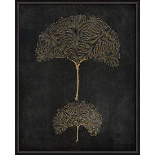 Ginkgo Leaves Gold on Black Framed Print