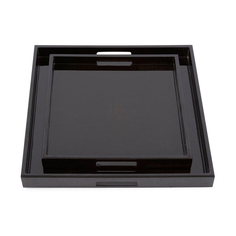 Lacquer Square Wood Tray Set of 2