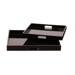 Lacquer Square Wood Tray Set of 2