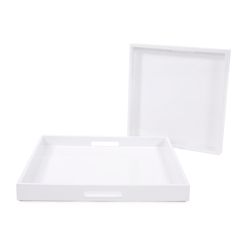 Lacquer Square Wood Tray Set of 2