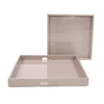 Lacquer Square Wood Tray Set of 2