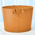 Global Views Oversized Oval Leather Basket