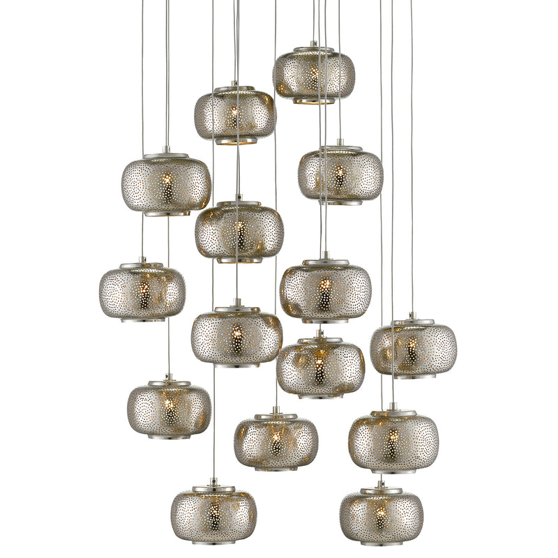 Currey & Co Pepper Round 15-Light Multi-Drop Pendant