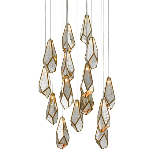 Currey & Co Glace Round  15-Light Multi-Drop Pendant