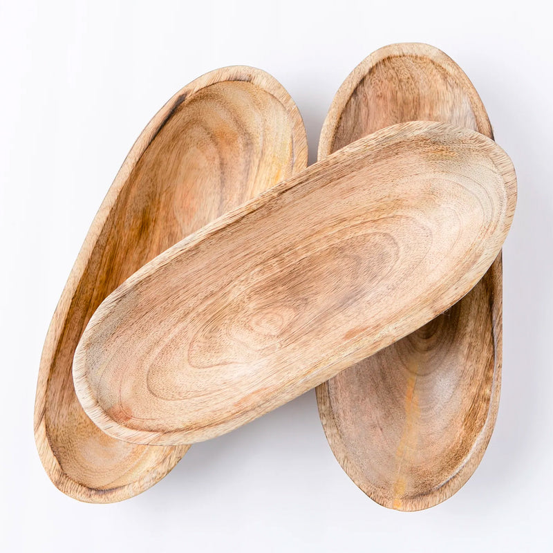 Mango Wood Oval Boat Tray