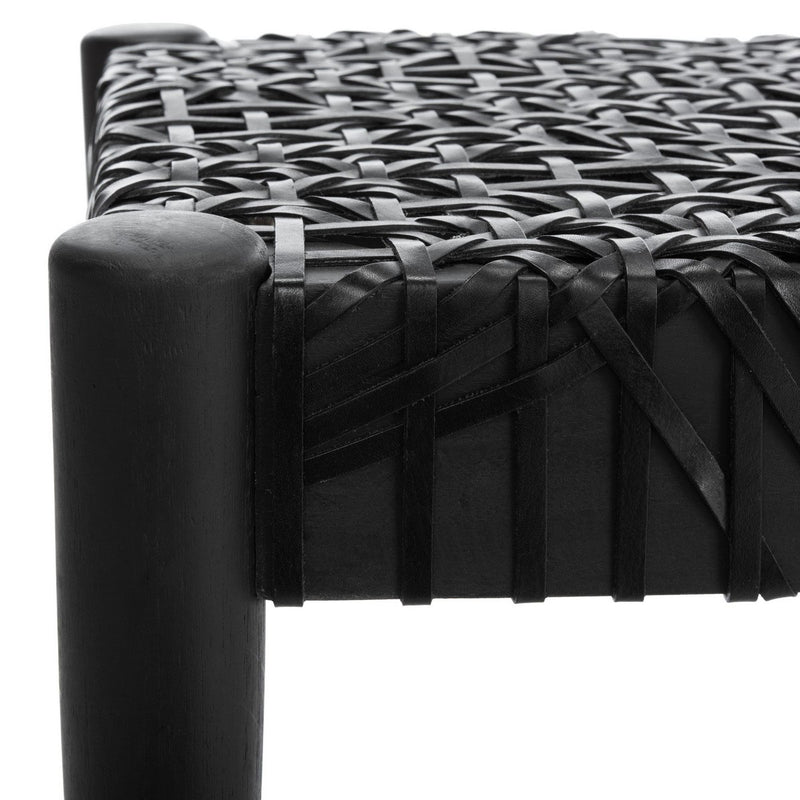 Tang Leather Weave Bench