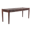 Tang Leather Weave Bench