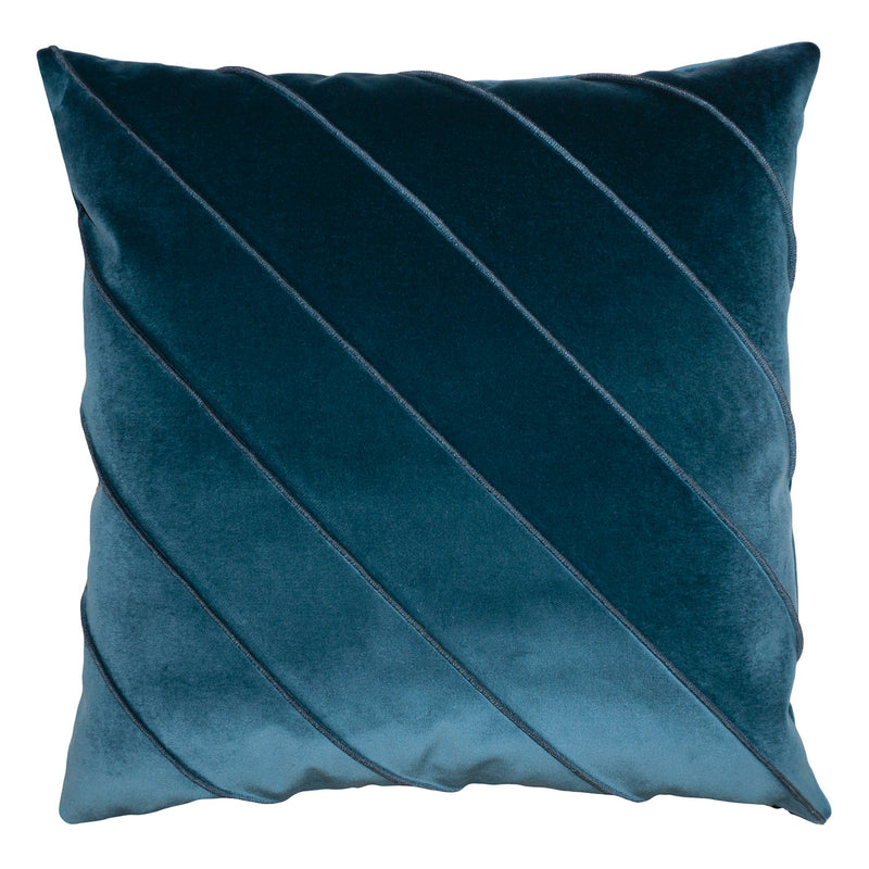 Square Feathers Briar Como Velvet Cyan Throw Pillow