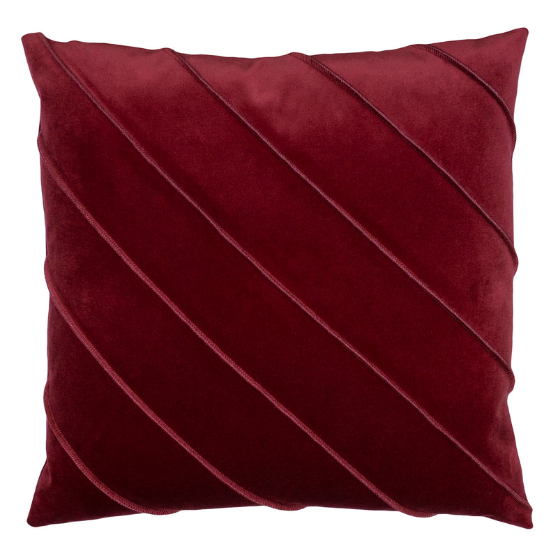 Square Feathers Briar Como Velvet Red Throw Pillow