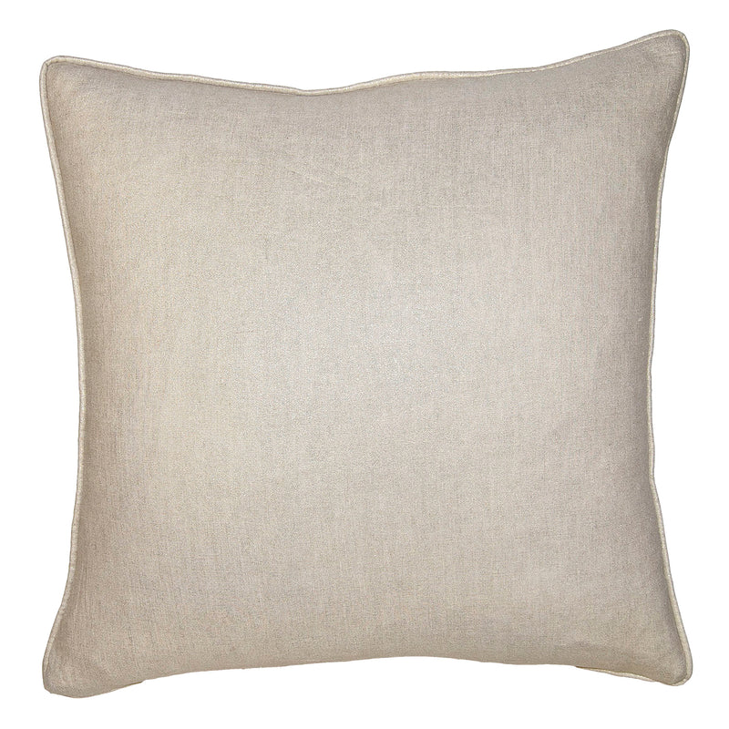 Square Feathers Driftwood Metallic Linen Throw Pillow